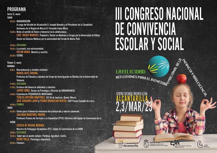 Primera página del programa del III Congreso Nacional de Convivencia Escolar y Social en Alcantarilla